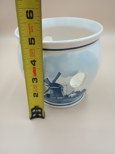 Vintage Delft Blue Holland Orchid /Crocus Hand Painted Porcelain Pot 5”x5” - Picture 5 of 7