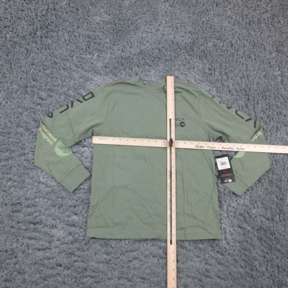 Camisa RVCA Niños Grande Verde ANP Manga Larga Gráfico Logo Patín Ropa de Calle Nueva con Etiquetas Foto 2 de 4