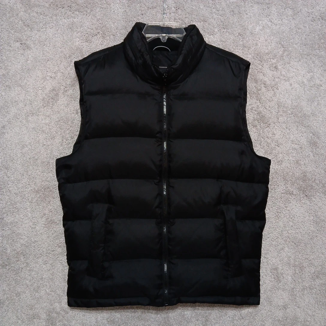 Gap Puffer Vest Mens Medium Black Full Zip 100% Nylon Down Chunky Warmest