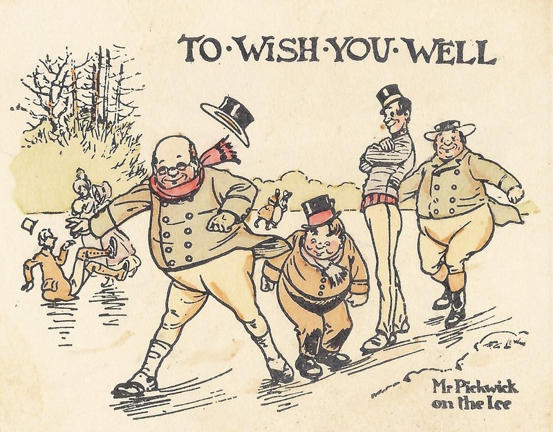 Mr.Pickwick on ice wishing you well. Old get well card