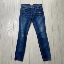 Current Elliott Women's Distressed Old Blue Repair Ankle Skinny Jeans Size 28