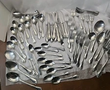 68 Pc Set Mixed Oneida Stainless Flatware Mismatched Various Floral Pattern 