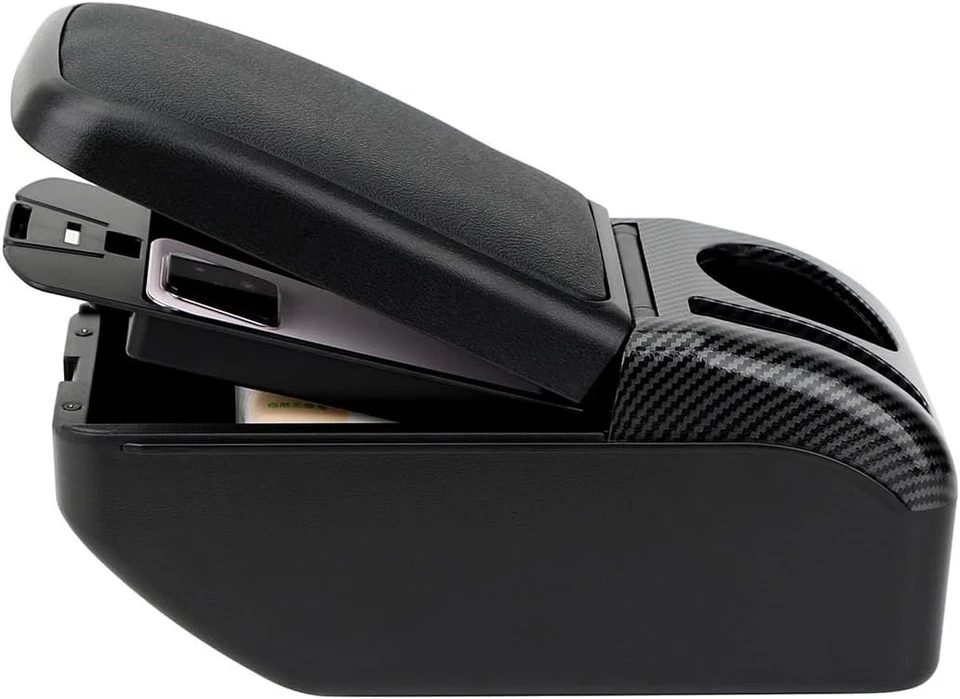 Apoyabrazos Central Con Portavasos Para Volkswagen VW Polo 2010-2018 Negro - Imagen 3 de 4