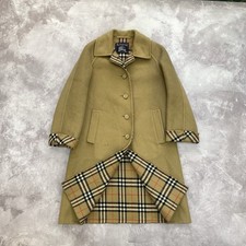 90s Vintage Burberrys Wool Coat Nova Check Womens Beige Retro
