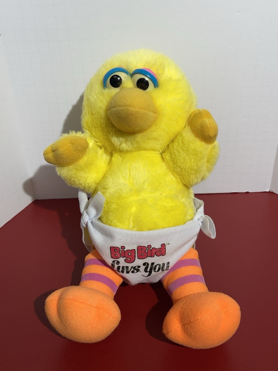 Vintage 80s Hasbro Softies Sesame Street Yellow Plush Baby Big