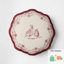 Cream and Burgundy Partridge Pillow - 16"R x 2"D - Threshold™ designed 