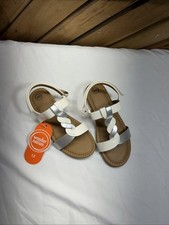 Wonder Nation Braid Strap Sandals Shoes Slide White Silver Toddler Girl Sz 12