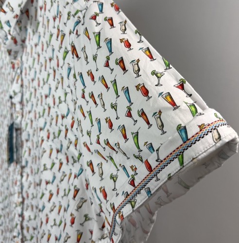 Robert Graham Knopfleiste Hemd Herren 3XL bunt lebendig Getränke Flip Manschette SS neu mit Etikett - Bild 2 von 11