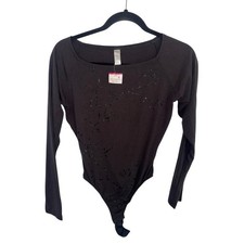 Victoria's Secret Vintage Black Long-Sleeve Embellished Bodysuit