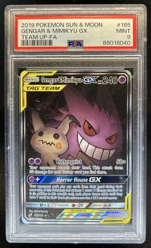2019 Pokemon SM Team Up Gengar Mimikyu #165/181 PSA 9
