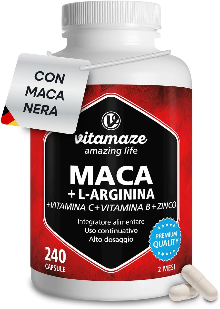 Maca Nera Vitamaze con Zinco e Vitamine: Integratore Ricostituente 240 Caps