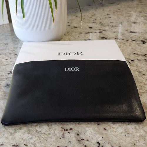 Christian Dior Beauty Black Makeup Bag/Cosmetic Pouch/Clutch, Faux Leather New
