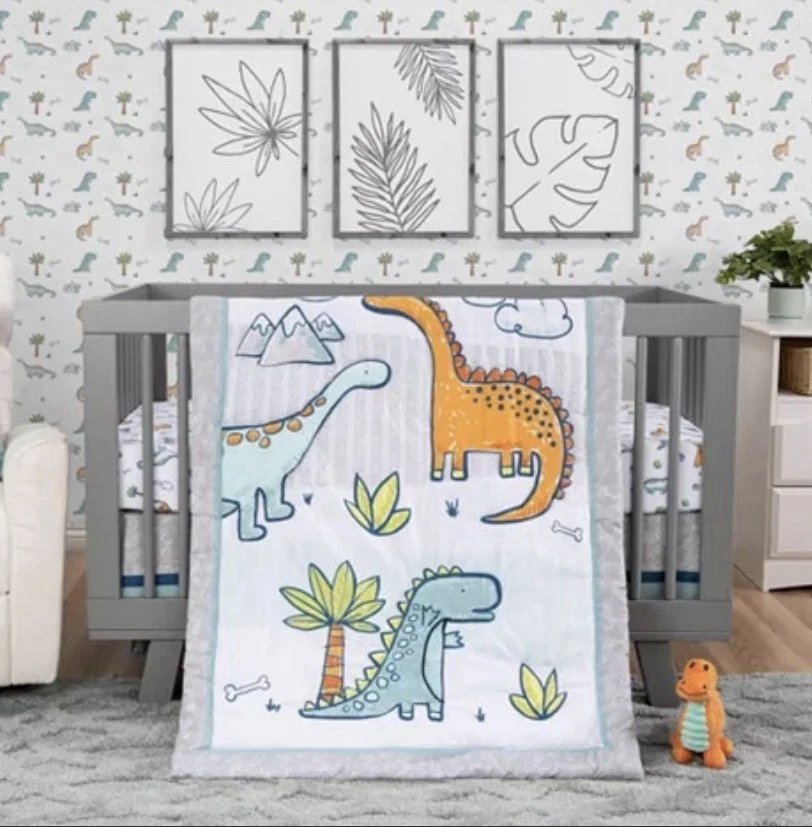 Sammy & Lou Tiny Dinos Four Piece Crib Bedding Set NEW OTHER