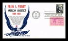 US COVER FRANK LLOYD WRIGHT ARCHITECT FIRST DAY ISSUE COMBO KHOL KRAFT