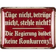 Retro Blechschild Regierung duldet keine Konkurrenz, lustiges Spr&uuml;che Schild