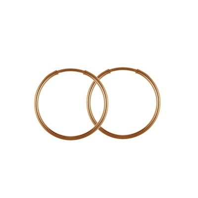 9ct Rose Red Gold Sleepers Pair Of Hoop Earrings 15/18mm NEW