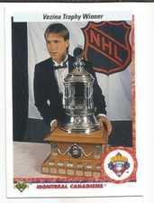 PATRICK ROY 1990-91 UPPER DECK VEZINA CARD NEAR MINT+ CONDITION