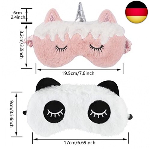 4 Stück Schlafmaske Kinder, 4 Muster Schlafmaske Lustig Plüsch Augenbinde A - Bild 3 von 9