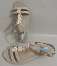 Oka B McKenna Open Toe Slide Sandals Chai Women Size 6 Jeweled Bead Buckle Strap