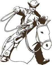Cowboy Horse Calf Roping Rodeo Western Car Truck Window Wall Vinyl Decal Sticker
