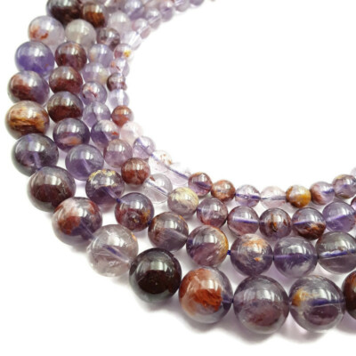  Natural Super Seven Smooth Round Beads 6mm 8mm 10mm 12mm 15.5'' Strand