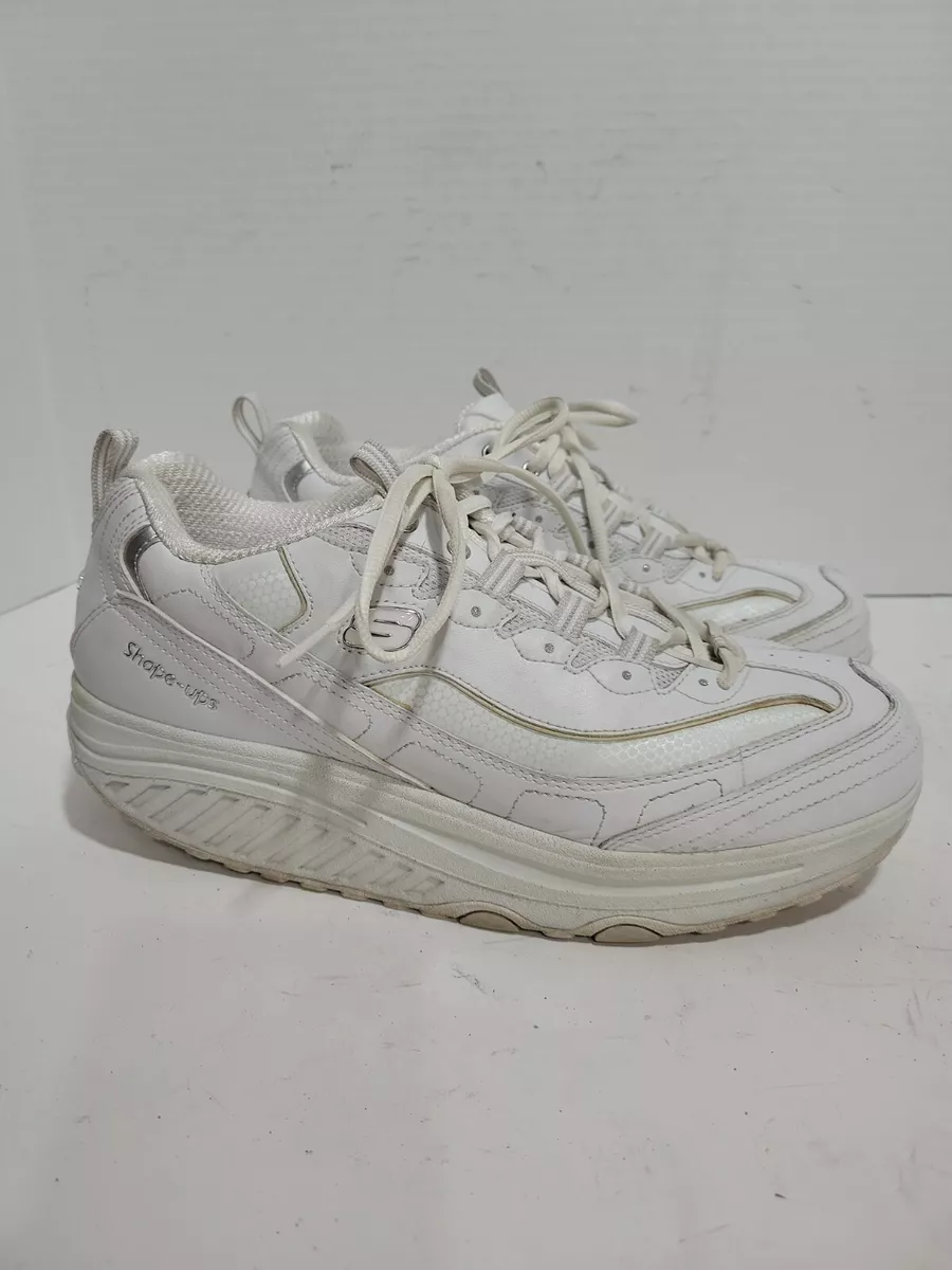 Ladies white hotsell leather skechers