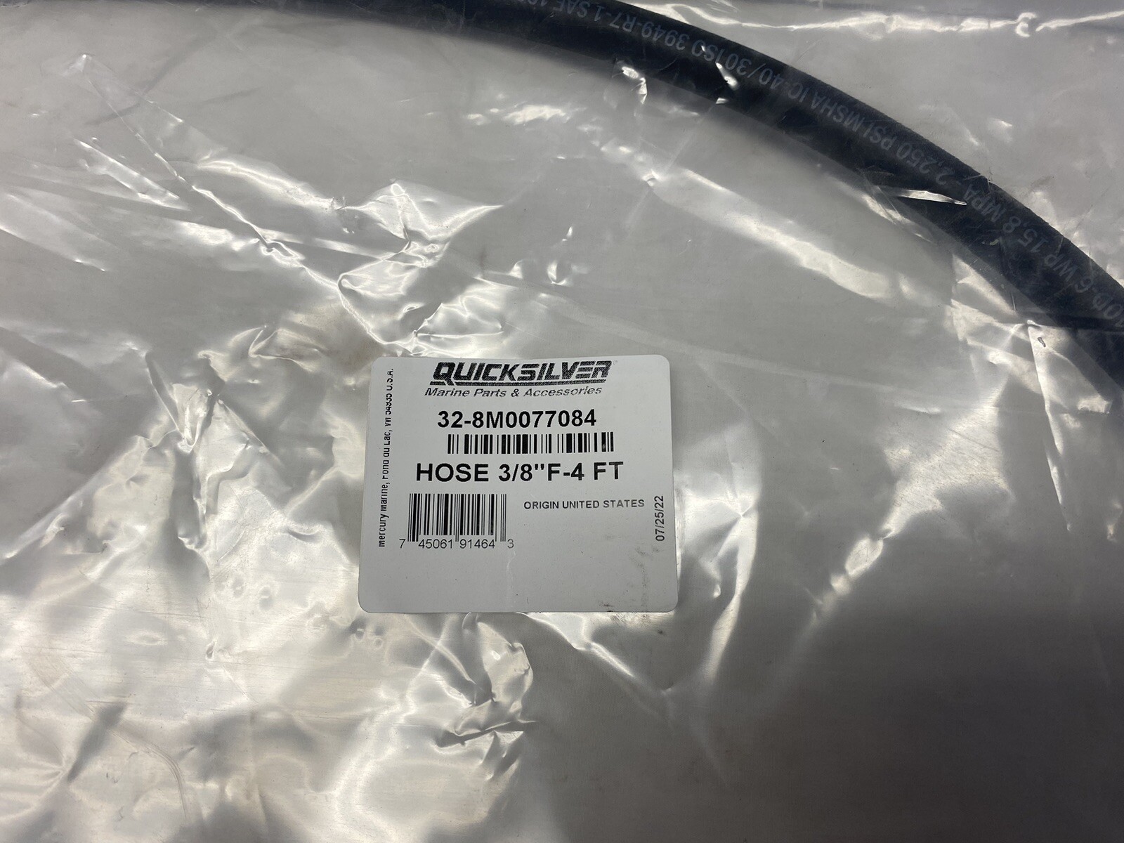 NEW Mercury Verado Power Steering Hose 3/8" 4 FT Joystick 8M0077084