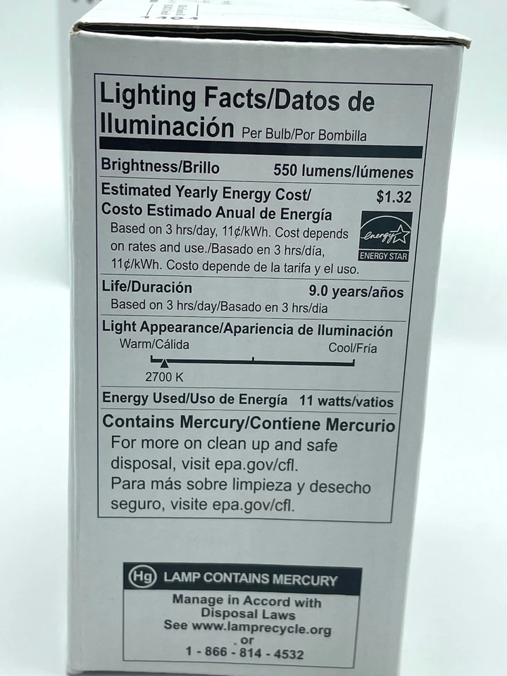 4x 11W IKEA Low Energy CFL Light Bulbs E26 Base Lamp warm 2700K 550 Lumens OOP - Image 2 of 4
