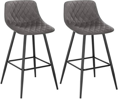 2xBarhocker Designer Barstuhl Hocker Tresenhocker aus Samt Dunkelgrau hb252dgr-2