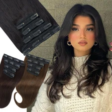Russian Hair Clip in Remy Human Hair Extensions Full Head 4 pieces Thick Weft US