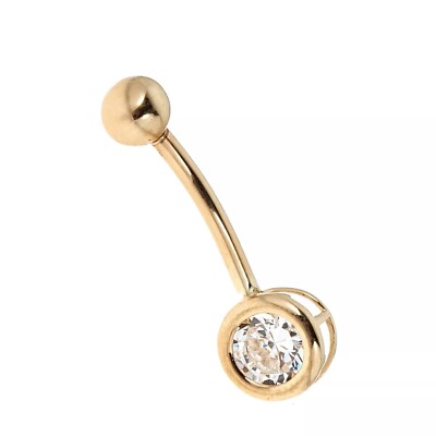 0.50Ct Round Lab-Created Diamond Women Belly Button Ring 14K Yellow Gold Plated