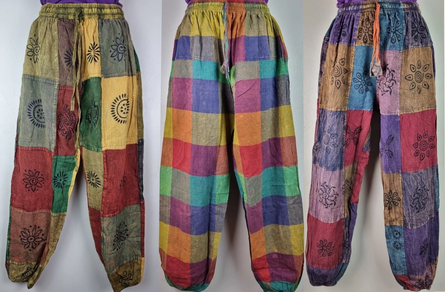 S-5XL Patchwork Cotton Trousers Hippy Boho Yoga Pants Wide Festival Casual HT21
Opens in a new windo