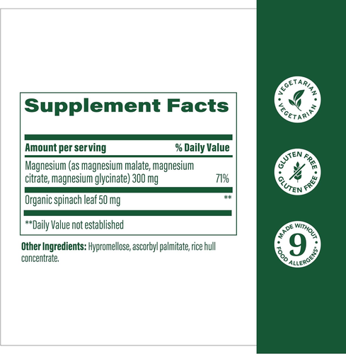 Megafood Magnesium 300 Mg 60 Capsules Highly Absorbable Blend of Magnesium Glyci - Picture 3 of 12