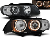 Scheinwerfer Paar FüR BMW X5 E53 Ab 1999 Bis 2003 Angel Eyes Schwarz