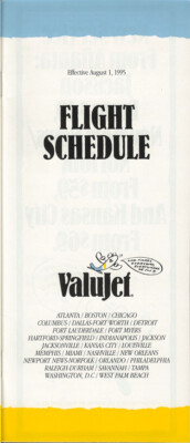 ValuJet Airlines system timetable 8/1/95 [5112] Buy 4+ save 50% | eBay