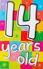 14 Years Old Happy 14th Birthday Greeting Card (Fourteen/Fourteenth) party time