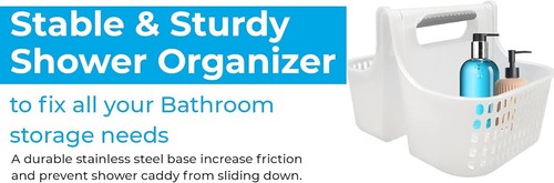Blue Canyon Double Compartment Hanging Shower Caddy | No-Drill Plastic Bathroom - Picture 8 of 8