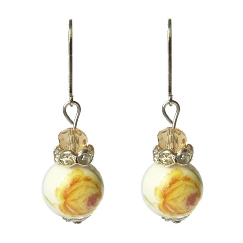 Boucles d'oreilles petite fleur et porcelaine