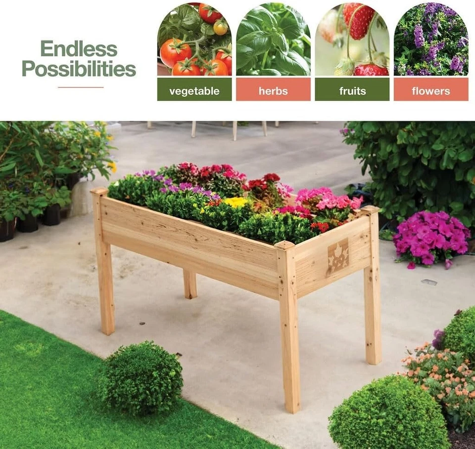 Raised Garden Bed - Elevated Wood Planter Box with Bed Liner - Image 2 of 4