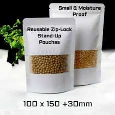 Kraft Paper Bag / Window Stand Up Pouch Zip Lock Resealable Heat Seal Display.