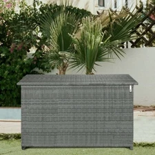 150 Gallon Outdoor Storage Deck Box Waterproof Large Patio Rattan Storage Bin GR