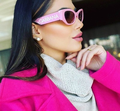 D&G Women Sunglasses Light Pink Mirror Silver Cat Eye DG6186  display picture 1