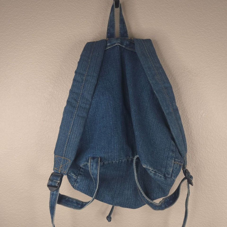 Vintage 90s Denim Backpack Drawstring Blue Jean Festival eBay