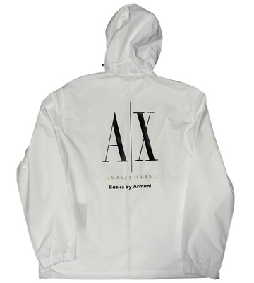 Chaqueta blanca EA7 Emporio Armani Exchange AX con capucha cremallera para  hombre talla pequeña PVP 200+