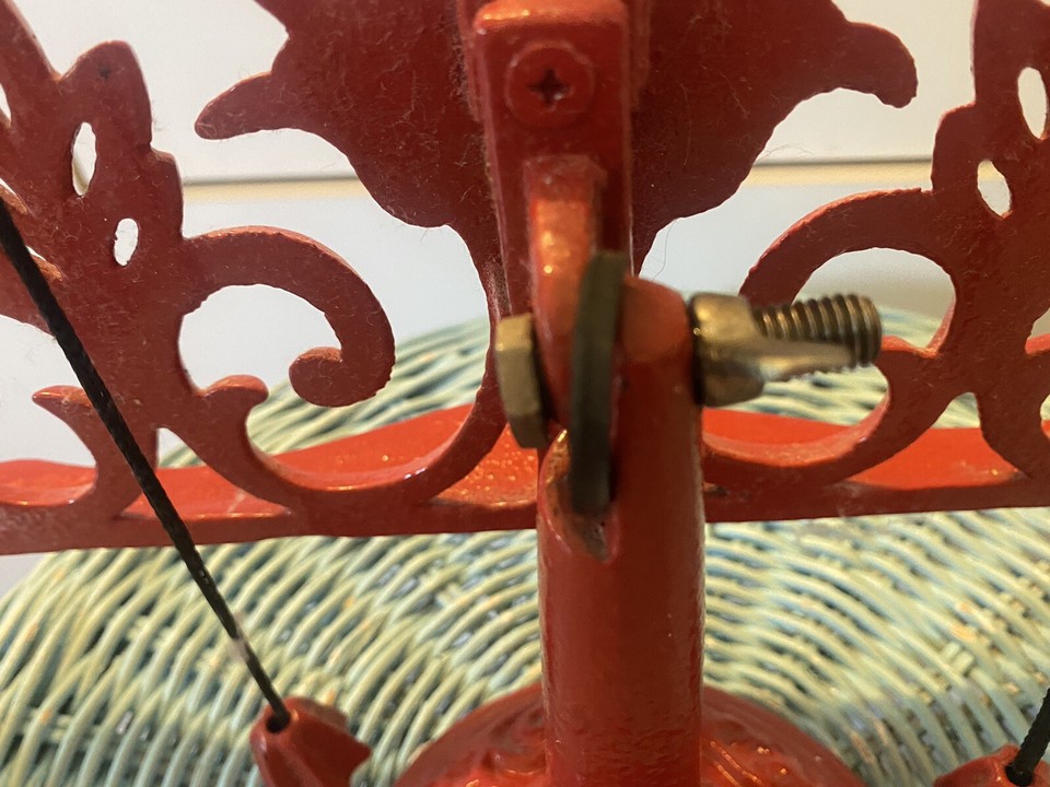 Vtg red Cast Iron enamel Cookbook Stand Recipe Holder book holder w