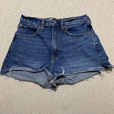 Abercrombie  Fitch Womens sz 4 Jean Shorts Blue Denim Cut-Off High Rise Mom