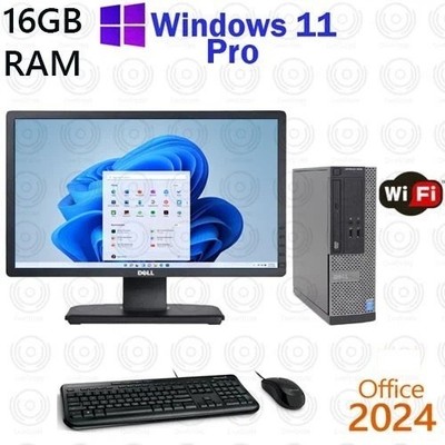 Windows 11 Dell i7 16GB 500GB SSD 22'' LCD Desktop Computer PC Office 2024