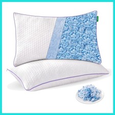 Cooling Bed Pillows King Size Set of 2 - Shredded Memory Foam Pillows for Sle...