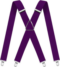 Mens Suspenders Adjustable Braces with 4 Strong Metal Clips Elastic X Back Heavy