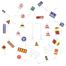28Pcs Kids Traffic Road Signs Playset Durable Plastic Street Sign Toy